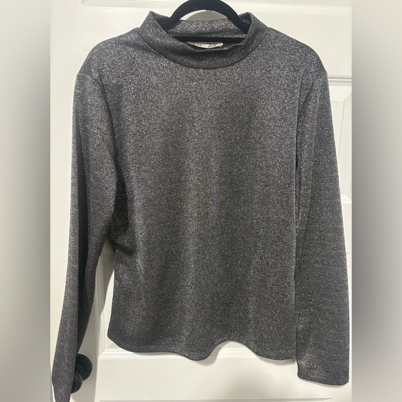 Dex Tops - Dex Silver Shimmer Mockneck Shirt Size XL